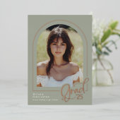 Sage Gold Foil写真卒業のお知らせ 箔招待状 (立ち正面)