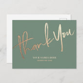 Sage Gold Thank You Elegant Universal ポストカード (正面/裏面)