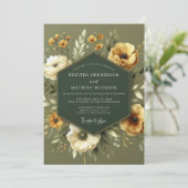 Sage Goldenrod Flora Wedding 招待状 (スタンド正面)