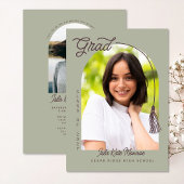 Sage Grad Announcement and Invitation with Photo 招待状