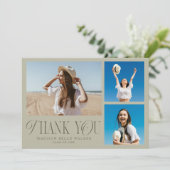 Sage Gradation Thank You エレガント Photo Collage サンキューカード (スタンド正面)