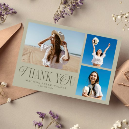 Sage Gradation Thank You エレガント Photo Collage サンキューカード