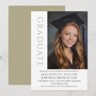 Sage Graduation Modern Photo Template Personalized 招待状