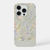 Sage Gray 水彩フラワー iPhoneケース (裏面)