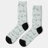 Sage Gray Green Cat Line Art Pattern Socks ソックス (左)