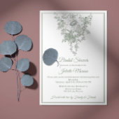 Sage Gray Toile de Jouy Bridal Shower Invitation 招待状