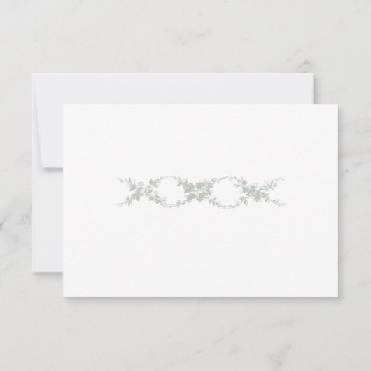 Sage Gray Toile de Jouy Cherub Wedding RSVP Card (裏面)