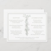 Sage Gray Toile de Jouy Wedding Details Enclosure エンクロージャーカード (正面/裏面)