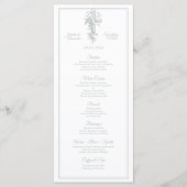 Sage Gray Toile de Jouy Wedding Menu Card メニュー (正面)