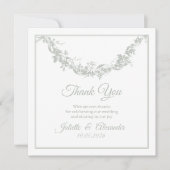 Sage Gray Toile de Jouy Wedding Thank You Card サンキューカード (正面)