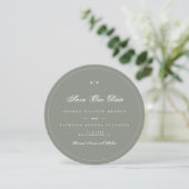 Sage Gray White Elegant Round Photo Save The Date 招待状 (スタンド正面)