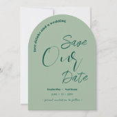 Sage Greenおもしろいフリー飲み物Save The Date 結婚's 招待状 (正面)