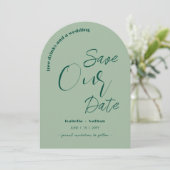 Sage Greenおもしろいフリー飲み物Save The Date 結婚's 招待状 (スタンド正面)