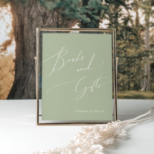 Sage Greenお洒落 Baby Showerの本とギフト ポスター