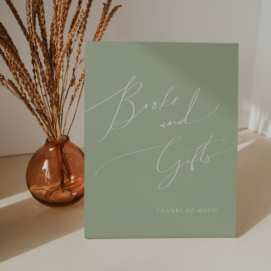 Sage Greenお洒落 Baby Showerの本とギフト 台座サイン