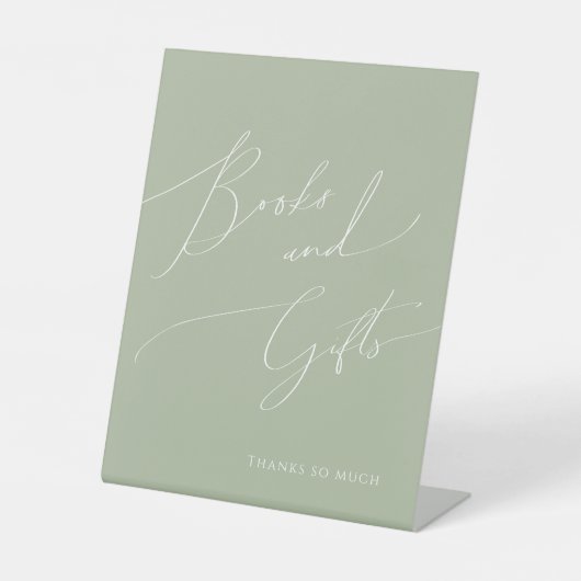 Sage Greenお洒落 Baby Showerの本とギフト 台座サイン (正面)