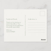 Sage GreenとアイボリーのNon-Photo Thank You ポストカード (裏面)