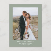 Sage Greenと文字と写真 | 結婚感謝 ポストカード (正面)