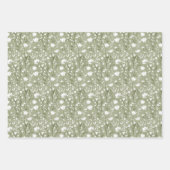 sage greenと白の花のプリントのウェディングシャワーの結婚式 ラッピングペーパーシート (正面)