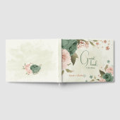 sage greenとblushの花のウェディング ゲストブック (全面)