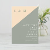 Sage GreenとCream Monogram結婚の写真 セーブザデート (スタンド正面)