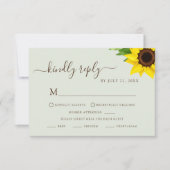  sage greenのひまわりデザインの返信カード 出欠カード (正面)