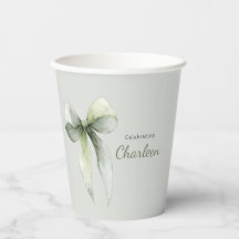  sage greenのギンガムチェックの弓のベビーシャワー