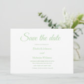 sage greenのクラシックでミニマルな結婚式のSave the Date セーブザデート (スタンド正面)