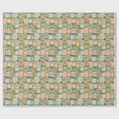 Sage Greenのクリスマス切手 ラッピングペーパー (フラット)