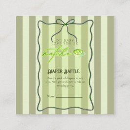  sage greenのストライプが愛らしい「Love You So Matcha」おむつくじ引換券 エンクロージャーカード
