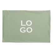 Sage Greenのビジネスカスタムロゴまたは会社ロゴ 枕カバー (裏面-左)