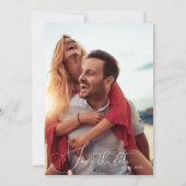 Sage Greenのモダンカスタム写真データを保存 招待状 (裏面)