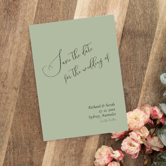 Sage Greenのモダンカスタム写真データを保存 招待状