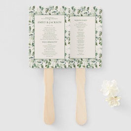 sage greenのユーカリの葉の結婚式 ハンドファン
