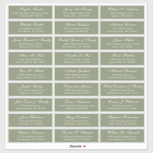 sage greenの結婚式のゲスト住所ラベルシール シール (シート)