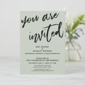 sage greenの結婚式後パーティーへの招待 招待状 (スタンド正面)
