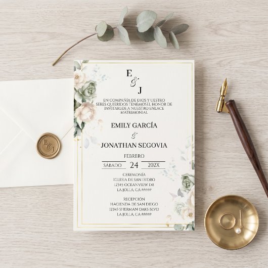 sage greenの結婚式招待状 招待状