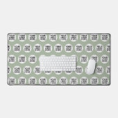 sage greenの繰り返しビジネス ロゴ デスクマット (キーボード&マウス)