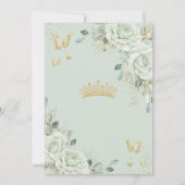  sage greenの花と蝶のクイーンセレブレーション15歳誕生日招待状 招待状 (裏面)