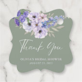  sage greenの花スクリプト ウェディングシャワーのお礼 フェイバータグ (裏面)