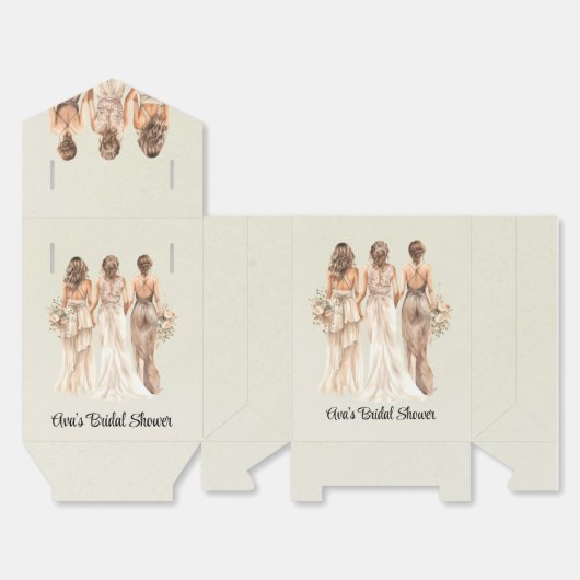  sage greenの花嫁の介添え人による結婚前お披露目パーティー フェイバーボックス (見開き)