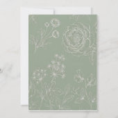 sage greenの花柄ガーデンウェディングサンクスカード サンキューカード (裏面)