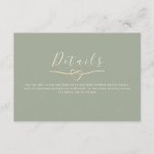Sage Greenの詳細結婚カードとハート エンクロージャーカード (正面)