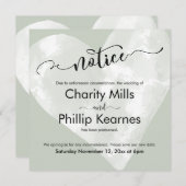 Sage Greenの通知カード結婚のハート (正面/裏面)