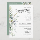 Sage Greenの離れ婚約パーティQRコード写真 招待状 (正面/裏面)