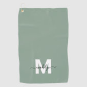 sage greenイニシャルモノグラム ゴルフタオル (正面)