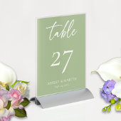 Sage Greenエレガントとアイボリースクリプ結婚ト テーブルナンバー