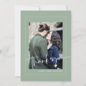 Sage Greenエレガントの写結婚真サンキューカード サンキューカード (正面)