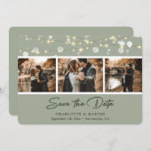 Sage Greenエレガントの結婚写真Save The Date セーブザデート (正面/裏面)