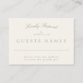 Sage GreenエレガントのQR結婚コードRSVP ノートカード (正面)